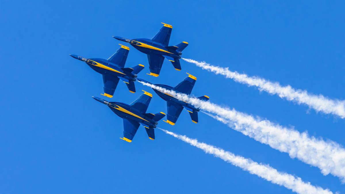 blue angles flying on blue sky background