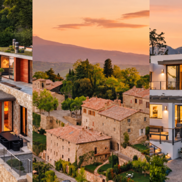 examples of available homes the pacaso fractional ownership program: costal home, european home and mountain home