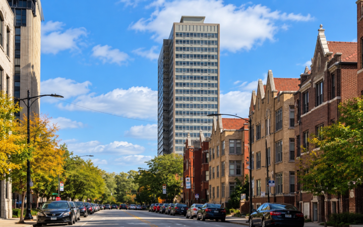 Small Chicago condo building and residential high-rise illustrating different condo ownership options