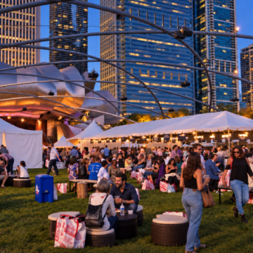 Chicago Gourmet in Millenium Park at twilight