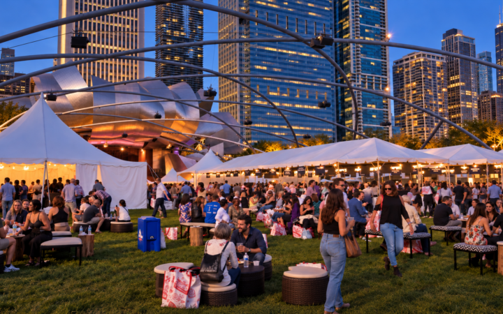 Chicago Gourmet in Millenium Park at twilight